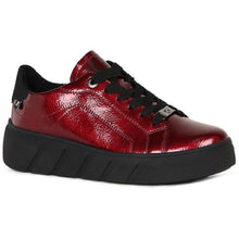 Load image into Gallery viewer, Rieker Ladies Laced Up Red Patent Trainers W2601-35
