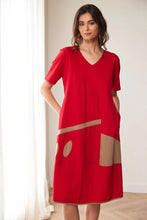 Load image into Gallery viewer, Peruzzi Red &amp; Taupe Oval Cut Out Dress S26146
