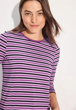 Load image into Gallery viewer, Cecil Striped 3/4 Length Top - 321931- Iced Violet
