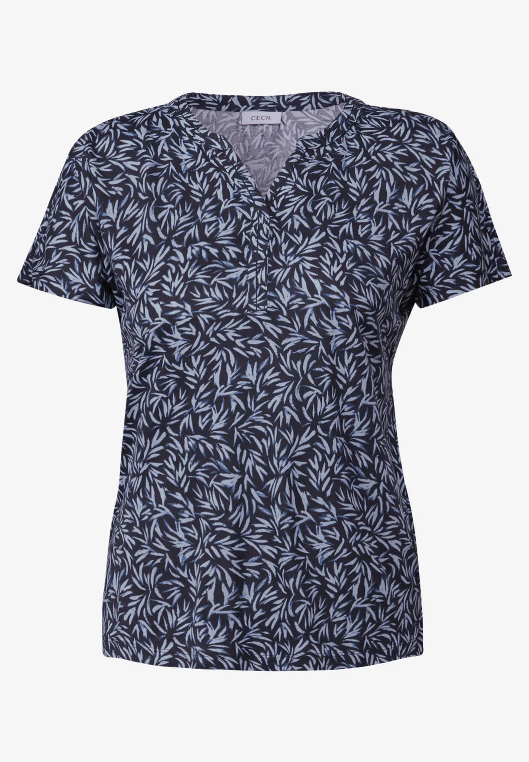Cecil Print Tunic T-Shirt 323696 Colour- Urban Dark Blue
