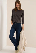 Load image into Gallery viewer, Cecil Basic Boatneck Top in Navy and Brown 324053
