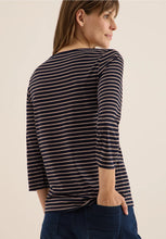 Load image into Gallery viewer, Cecil Basic Boatneck Top in Navy and Brown 324053
