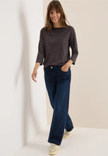 Load image into Gallery viewer, Cecil Basic Boatneck Top in Navy and Brown 324053

