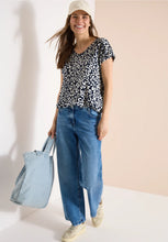 Load image into Gallery viewer, Cecil Navy Leopard Print Top 325040
