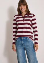 Load image into Gallery viewer, Cecil Red Wine Striped Polo 325892
