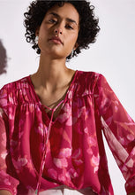 Load image into Gallery viewer, Street one Chiffon tunic blouse w gatherin
