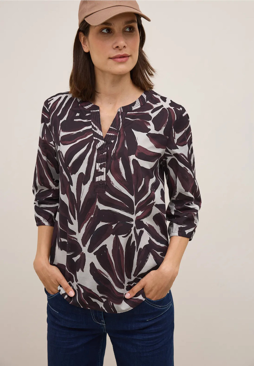 Cecil Patterned Tunic 345903 Colour- Mulberry Red