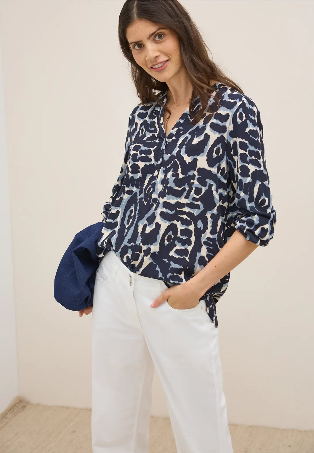 Cecil Patterned Blouse 345986 Colour- Urban Dark Blue