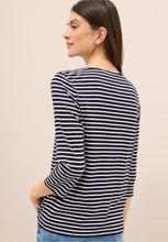 Load image into Gallery viewer, Cecil Striped Boatneck Top in Navy 323885
