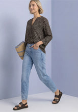 Load image into Gallery viewer, Street One Brown Polka Dot Blouse 346855
