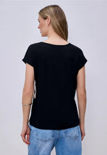 Load image into Gallery viewer, Street One Navy V-Neck Printed Top 324801
