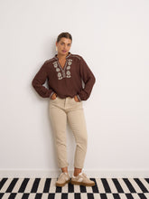 Load image into Gallery viewer, Aisling Embroidered Brown Blouse
