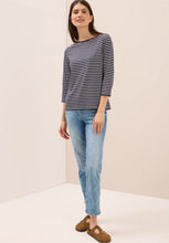 Load image into Gallery viewer, Cecil Striped Boatneck Top in Navy 323885
