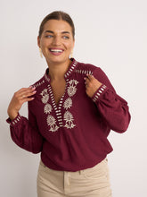 Load image into Gallery viewer, Sarah Burgundy Embroidered Blouse
