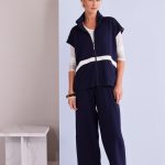 Load image into Gallery viewer, NAYA Navy High Neck Top With Contrast Color Panel NPA26195
