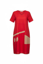 Load image into Gallery viewer, Peruzzi Red &amp; Taupe Oval Cut Out Dress S26146
