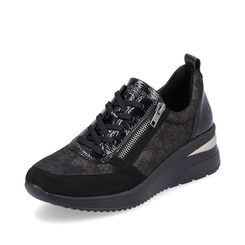 Remonte Black Bronze Sneakers with Zip D2401-92