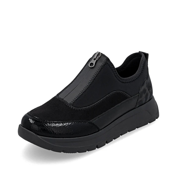 Remonte Ladies Black Front Zip Shoe D2V01-04