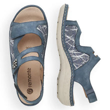 Load image into Gallery viewer, Remonte Blue Velcro Sandals D7647-16
