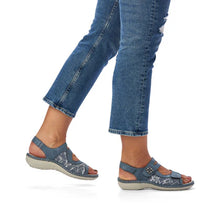 Load image into Gallery viewer, Remonte Blue Velcro Sandals D7647-16
