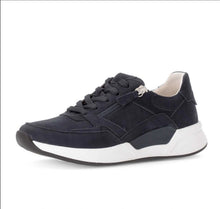 Load image into Gallery viewer, Gabor Rolling Soft Navy Low Wedge Sneaker 86.958.36
