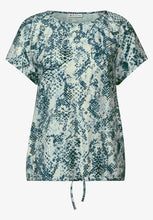 Load image into Gallery viewer, Street One Printed Drawstring Shirt in Arona Blue 323735
