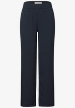 Load image into Gallery viewer, Street One Wide Leg Navy Crinkle Pants 379545
