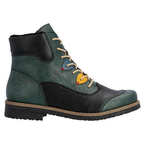 Rieker Green/Black COMBI Ankle Boot 73510-90