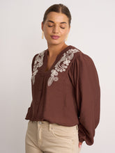 Load image into Gallery viewer, Aisling Embroidered Brown Blouse
