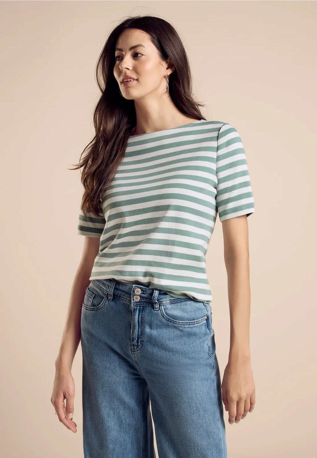 Street One seafoam green stripped shirt 321933