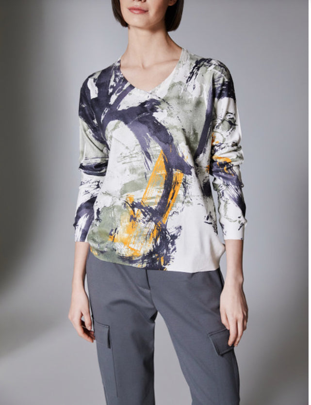 Peruzzi Paint Swirl Knit  Khaki W25610