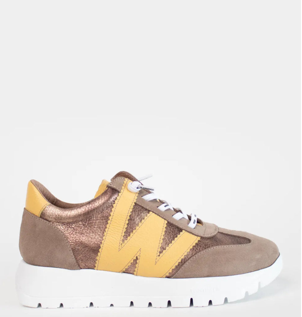 Wonders Slip In Wedge Trainers A-2476 Taupe/ Gold