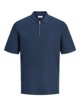 Load image into Gallery viewer, Jack&amp;jones I/4 zipped polo shirt( bleathen Navy )

