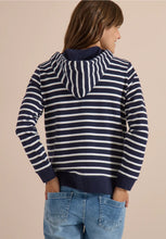 Load image into Gallery viewer, Cecil Navy Striped Zipped Hoodie 325644
