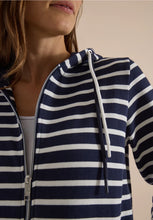 Load image into Gallery viewer, Cecil Navy Striped Zipped Hoodie 325644
