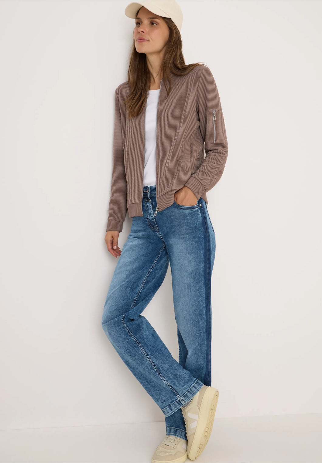 Cecil Taupe Zipped Jacket 324034