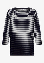 Load image into Gallery viewer, Cecil Striped Boatneck Top in Navy 323885

