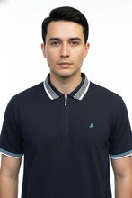 Load image into Gallery viewer, Mineral zipped neck polo shirt (Eoin Navy)
