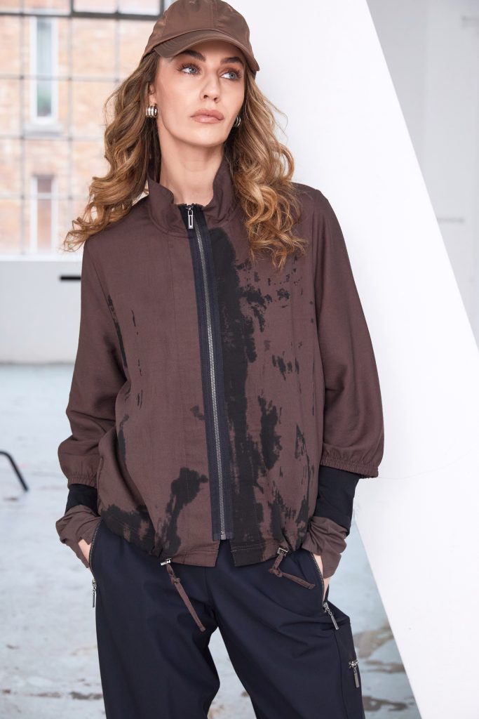 Naya Print zipped jacket with drawstring hemline NAS25236