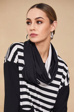 Load image into Gallery viewer, Naya Stripped Top With Plain Sleeves NAW24132 Black/Sand
