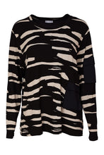 Load image into Gallery viewer, Naya Print Round Neck Top Black/Sand NAW26319
