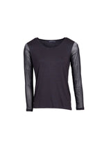Load image into Gallery viewer, Peruzzi Black Mesh Sleeve Top PR147W25
