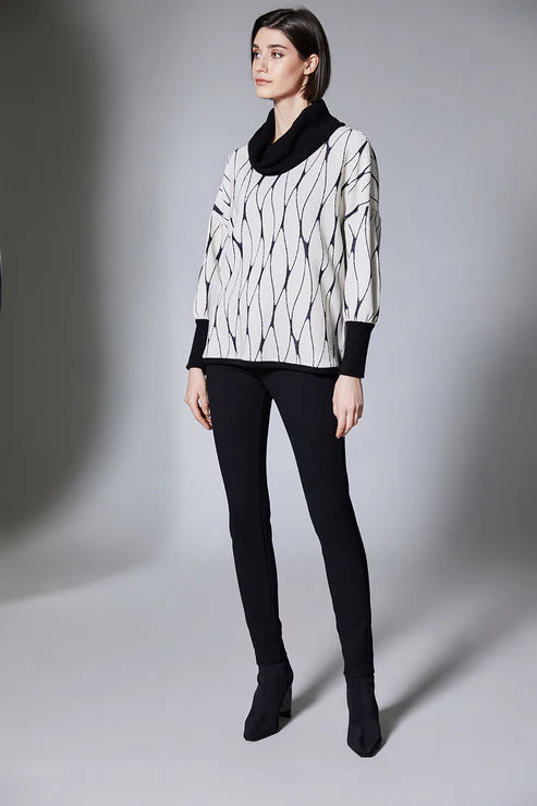 Peruzzi Cowl Jacquard Top  W25412