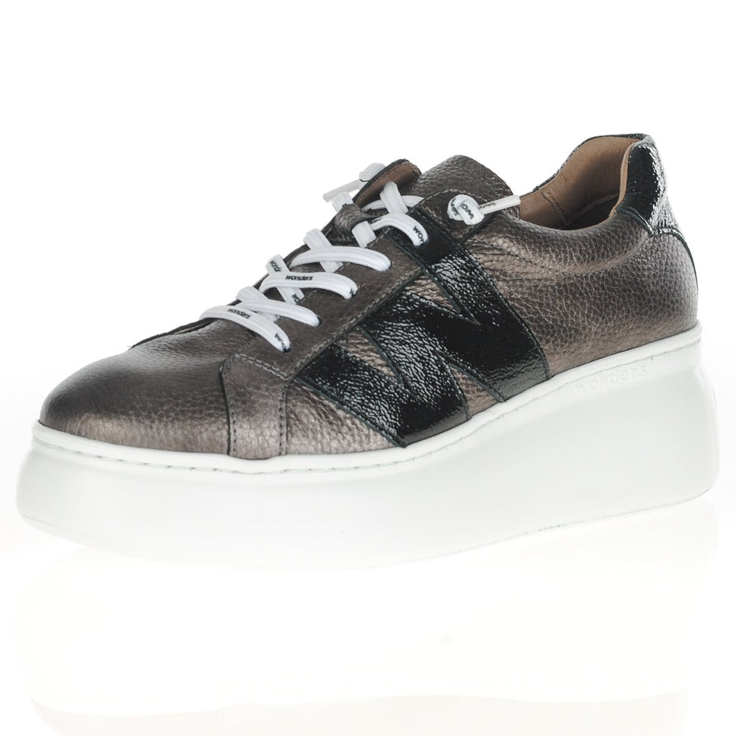 Wonder Ladies Platform Trainers A-2660 Black/Metallic Bronze