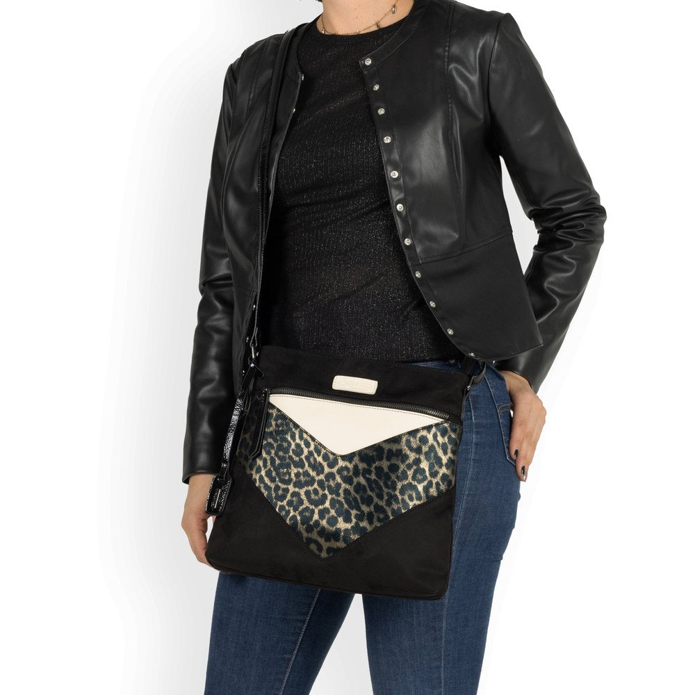 Rieker Black Leopard Print Crossbody Bag Q0714-01