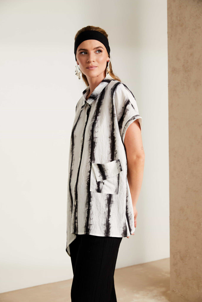 Naya Striped Shirt with angled hemline NAS25274