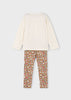 Mayoral Girl's Two Piece Legging Set 4719 / Beige and Red
