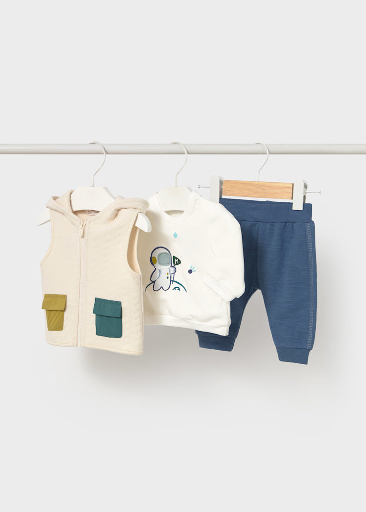 Mayoral Baby Boy's Three Piece Set 2640 Colour- Cream/Blue