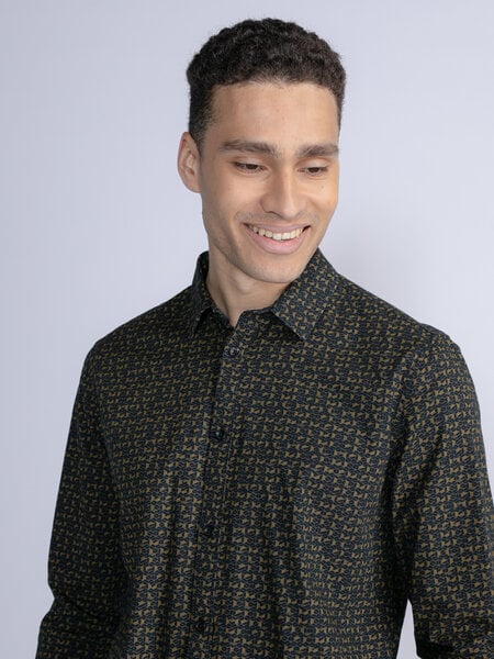 Petrol Long Sleeved Shirt M-3030-SIL406 Colour- Dark Moss