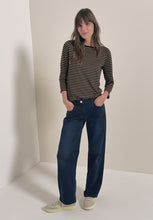 Load and play video in Gallery viewer, Cecil Basic Boatneck Top in Navy and Brown 324053

